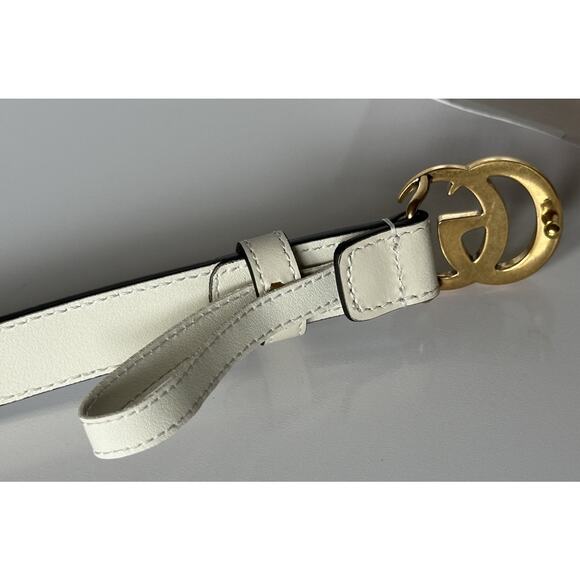 Gucci Women’s Leather GG Thin Width Belt Beige/Brown 110/44 409417 NWT - Picture 6 of 13